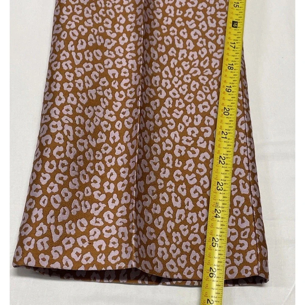 NEW KATE SPADE Flora Leopard Jacquard Cropped Pants‎ Creased Legs Women's 2